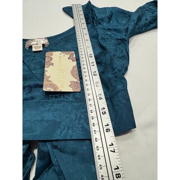 NEW Band of the Free Camille Floral Satin Crossover Crop Top Size S Teal NWT - Picture 11 of 12